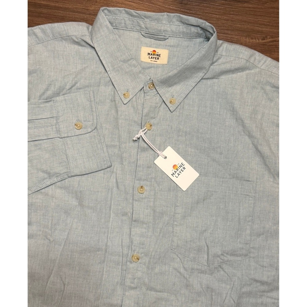 Marine Layer California Oxford Shirt Grey Mist Mens Button Down Sz 2XL